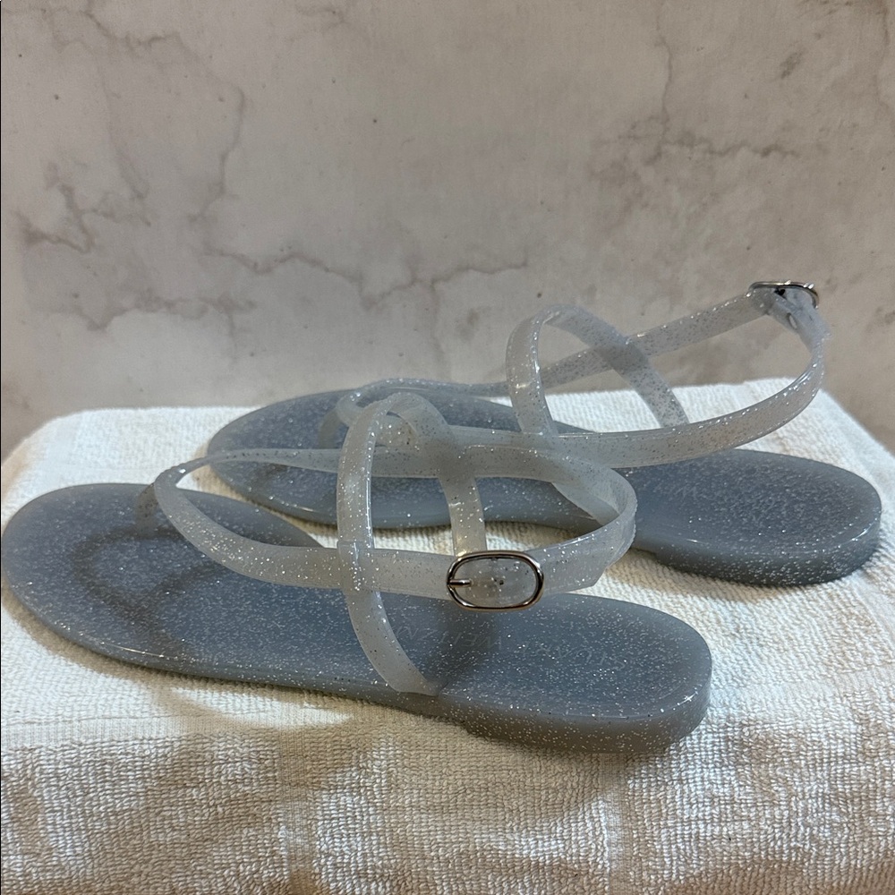 Stuart Weitzman Silver Glitter Sandals